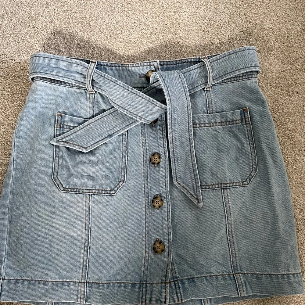 Denim Button Front Skirt - Pale Wash - Picture 2 of 6